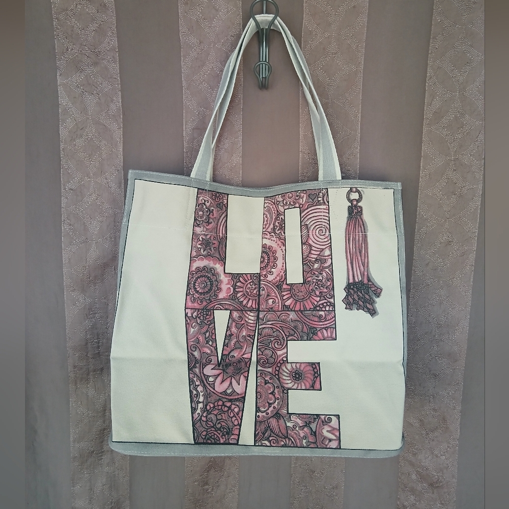 💎 Brighton Sweet Heart Canvas Tote Express Your Love Heavy Duty Canvas NWT - Picture 6 of 8